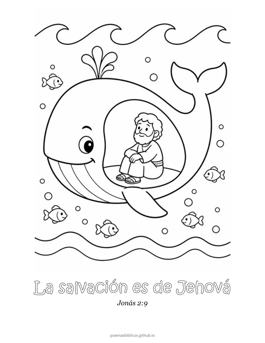 Jonás y el gran pez para colorear